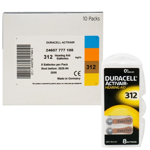 Size 312 Duracell Activair (DA312) Easy Tab Hearing Aid Batteries Wholesale & direct to consumer