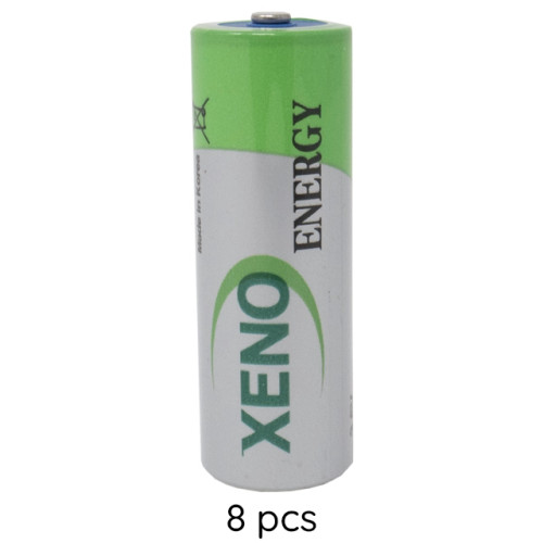Side view of Xeno XL-100F 3.6Ah battery showing product dimensions