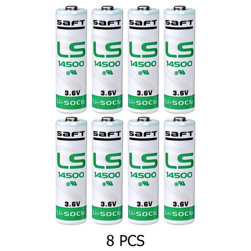 SAFT LS14500 AA lithium batteries 8-pack front view