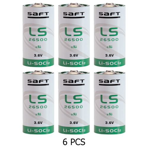 6 -Pack Saft LS26500 3.6 Volt C 7700 mAh Lithium Batteries