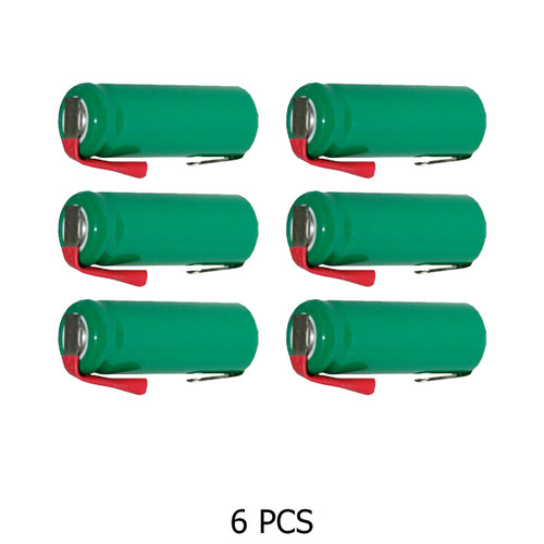 Close-up of 2/3 AAA NiMH rechargeable battery with tabs attached