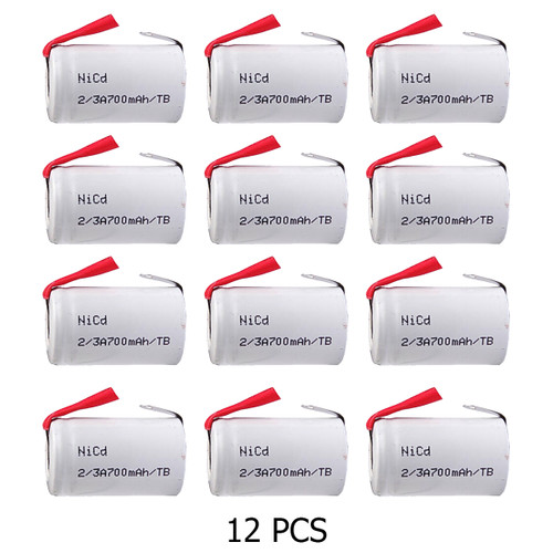 Power Portable 2/3 A NiCd batteries with tabs, 12-pack front view