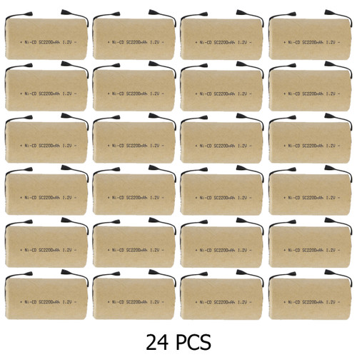 Paper wrapped Sub C 2200mAh NiCd batteries with tabs side angle