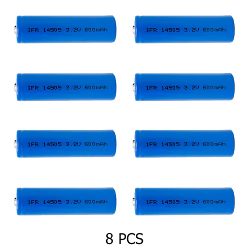 Power Portable 8-pack AA 3.2V LiFePO4 14500 batteries front view