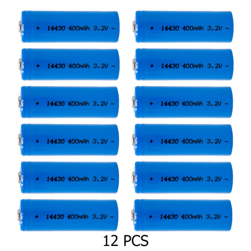 12-Pack 3.2 Volt 14430 LiFePO4 400mAh Batteries