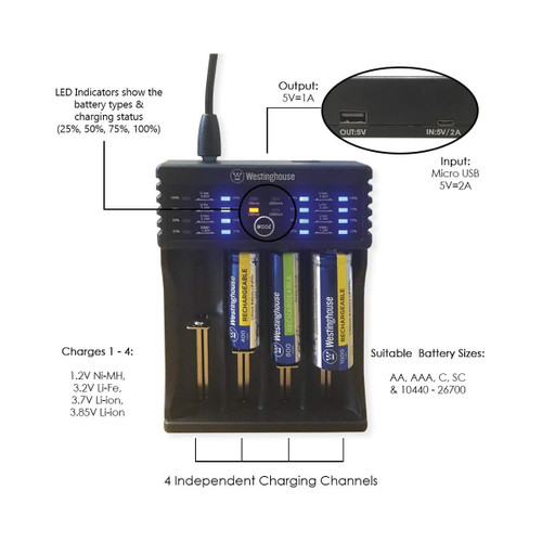 Chargeur de batterie universel rechargeable USB 1.2V / 3.7V