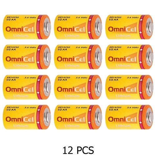 Close-up of Omnicel ER14250 3.6V lithium battery