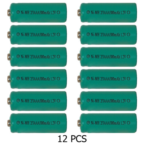 12-Pack 2/3 AAA NiMH 300 mAh Button Top Batteries Wholesale & direct to consumer