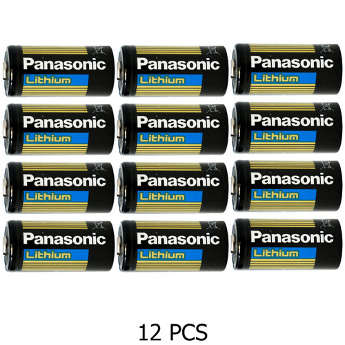 Close-up of Panasonic CR123A lithium battery showing model details