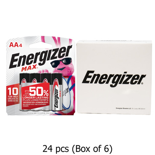 AA Energizer MAX E91BP-4 (4 Card) Alkaline Batteries (Box of 6)