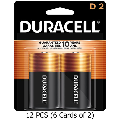 12-Pack D Duracell MN1300B2 Alkaline Batteries (6 Cards of 2)