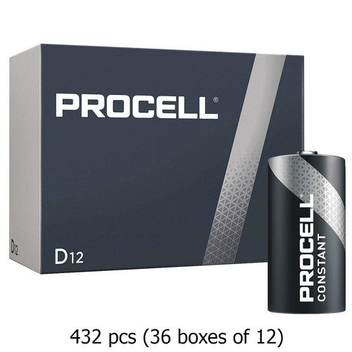 432-Pack D Duracell Procell Constant PC1300 Alkaline Batteries (36 Boxes of 12) Wholesale & direct to consumer
