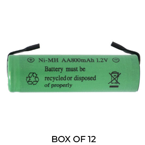 Power Portable 12-pack AA NiMH 800mAh rechargeable batteries with tabs