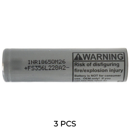 3-Pack 18650 M26 3.6 Volt Lithium Ion Batteries (2600 mAh)