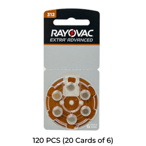120-Pack Size 312 Rayovac Extra Advanced Hearing Aid Batteries (20 Cards of 6) Wholesale & direct to consumer