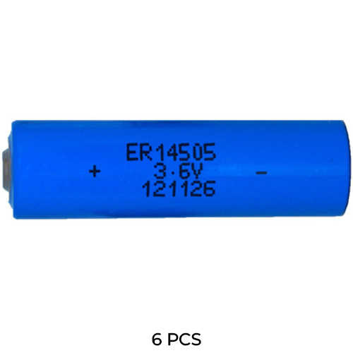 Power Portable 6-pack ER14505 AA 3.6V lithium batteries front view