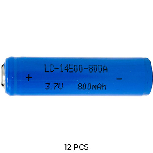 Power Portable 12-pack 3.7V AA 14500 lithium ion button top batteries