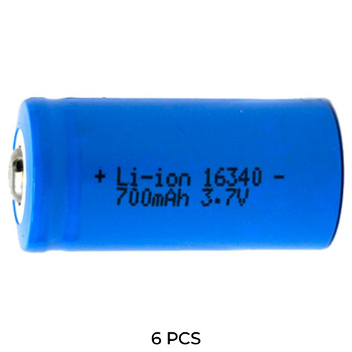 6-Pack 3.7 Volt RCR123A (16340) Lithium Ion Batteries (700 mAh)
