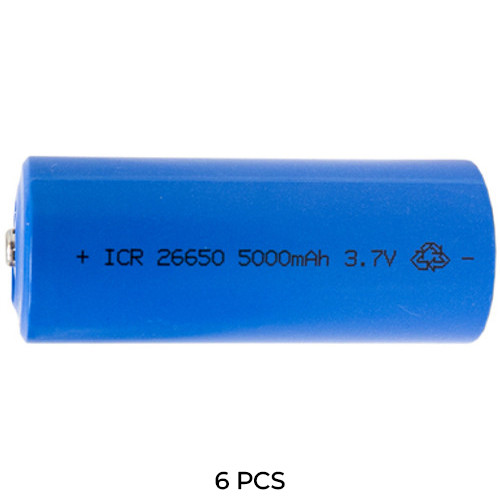 Power Portable 6-Pack 26650 3.7V 5000mAh Li-Ion batteries