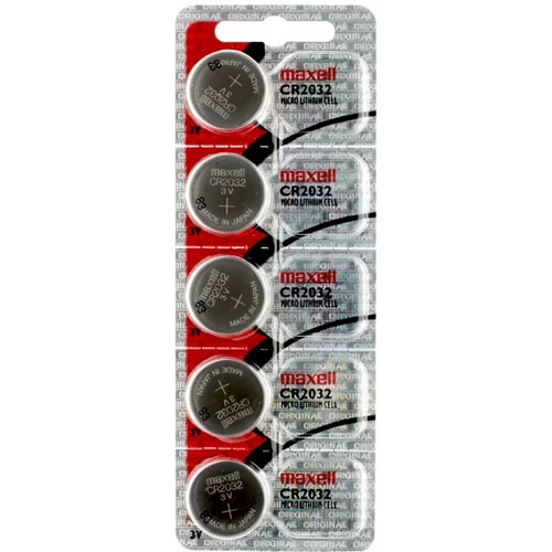 Maxell CR2032 3V lithium coin cell batteries 5-pack on card