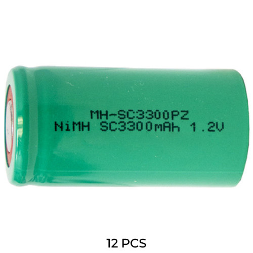 12-Pack Sub C NiMH Batteries (3300 mAh)