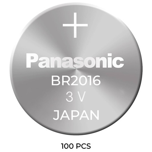 100-Pack BR2016 Panasonic 3 Volt Lithium Coin Cell Batteries