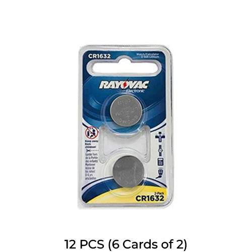 12-Pack CR1632 Rayovac 3 Volt Lithium Coin Cell Batteries (6 Cards of 2)