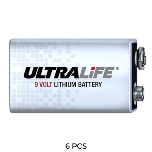 Ultralife U9VL 9 Volt lithium batteries 6-pack front packaging