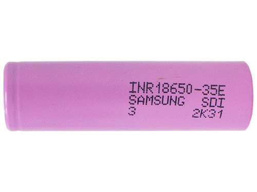 Samsung 18650 3.6V 3500mAh Li-Ion battery flat top front view