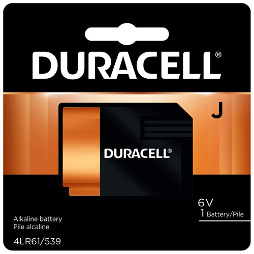 Side profile of Duracell 7K76 6V battery for medical and alarms