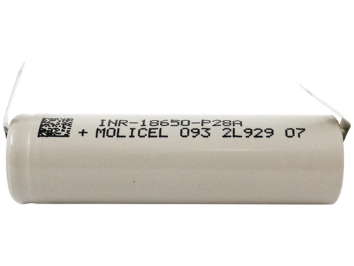 Molicel P28A 18650 3.6V lithium ion battery with welded tabs