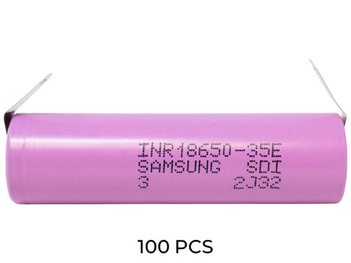 100-Pack 18650 3.6v Samsung 3500 mAh (35E) li-on Battery with Tabs