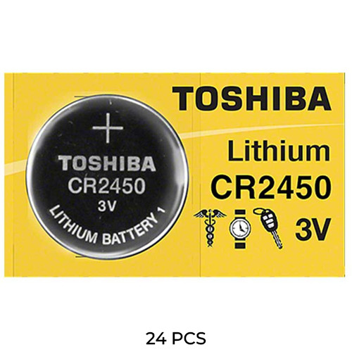 Toshiba CR2450 3V lithium batteries 24-pack in retail packaging