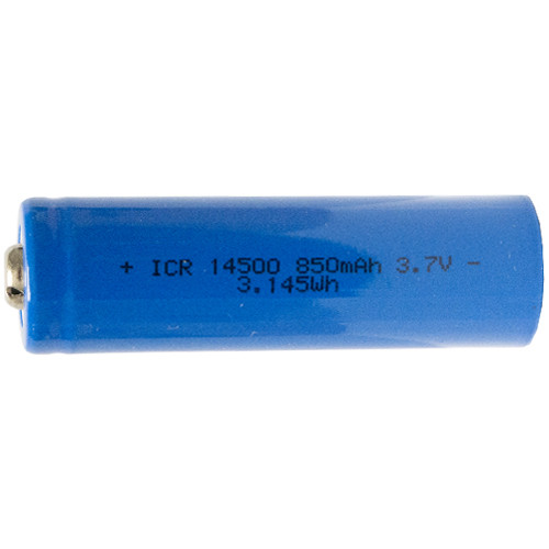 Side profile of 14500 AA 3.7V 850mAh Li-Ion Button Top battery