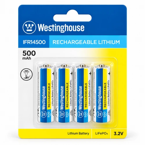 Westinghouse 3.2V IFR14500 500mAh LiFePO4 AA batteries 4 pack