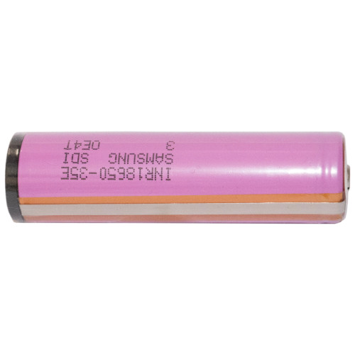 Side profile of Samsung 18650 3.6V button top battery