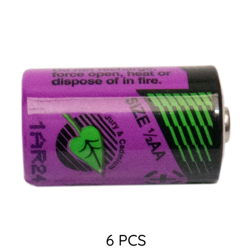6-Pack Tadiran TLH/iXTRA 1/2 AA lithium batteries front view