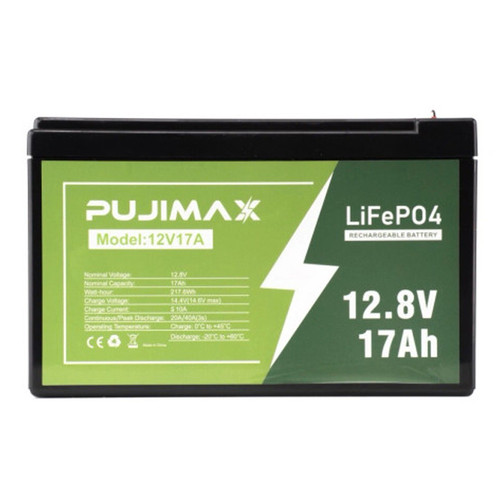 PUJIMAX 12.8V 17Ah battery pack with terminal details