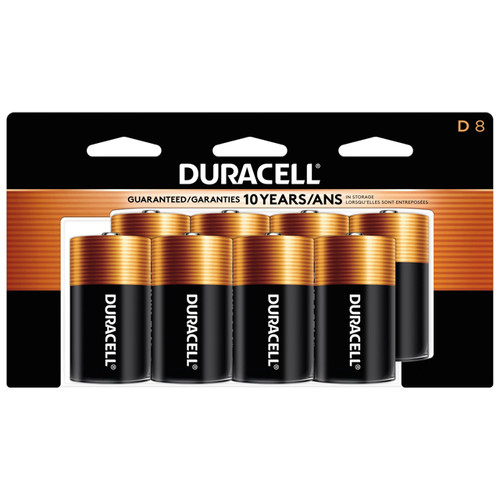 Duracell Coppertop MN1300 D batteries 8 pack front packaging