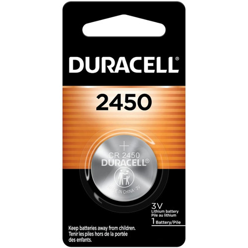 5-pack Duracell CR2450 lithium coin cell batteries on retail card