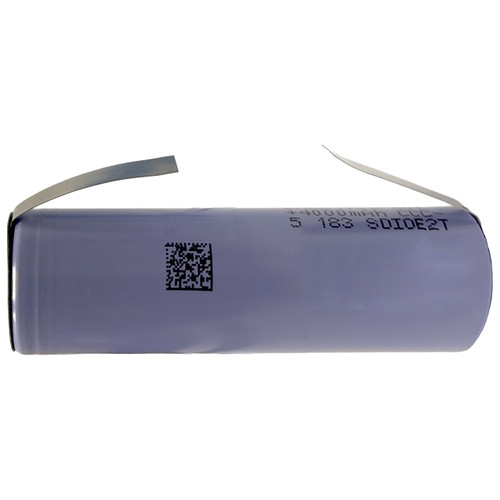 Samsung INR21700 40T Li-ion battery showing attached tabs