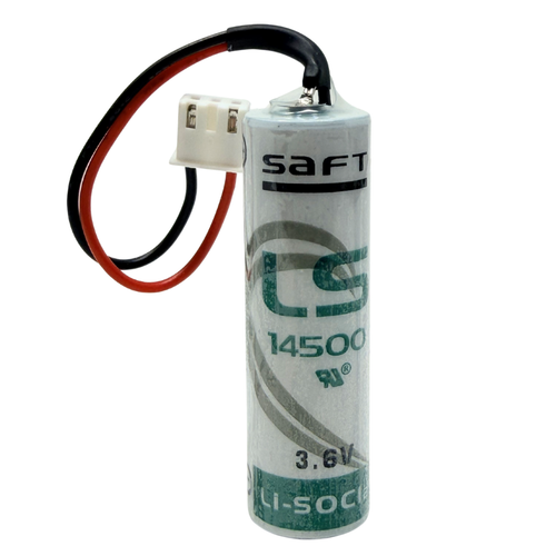 Close-up of LS14500-MF battery white plug terminal