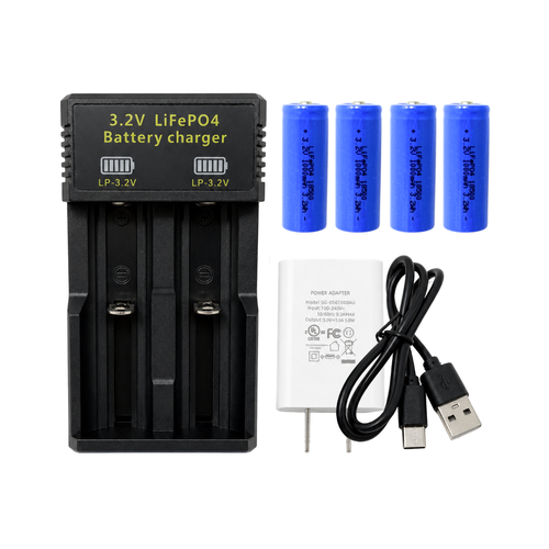 Closeup of Rydbatt 18500 1000mAh LiFePO4 button top batteries