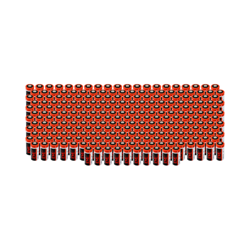Close-up of EVE CR123A 3V 1450mAh lithium battery terminals