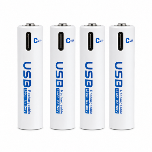 USB AAA 1.5V 900mWh Li-ion Rechargeable Battery (4 Pack w/ USB Charger)