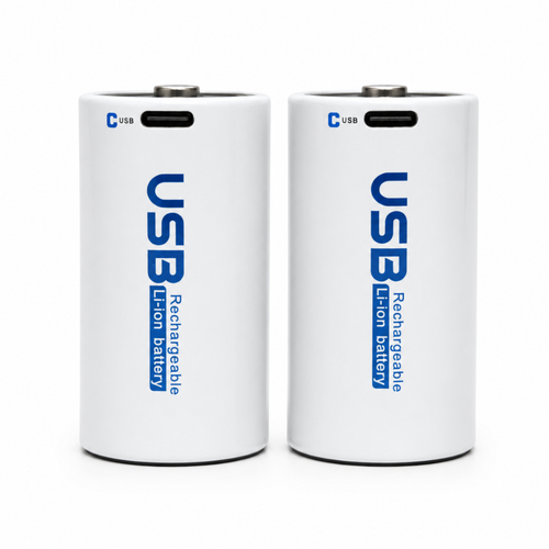 USB D 1.5V rechargeable battery showing Type-C charging port