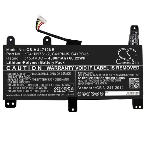 4300 mAh for Asus C41PNJ5,C41POJ5,CA436981G,C41N1731-2,4ICP5/70/81,0B200-02940000,0B200-02990000,0B200-03400200