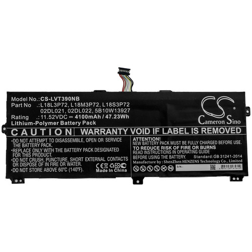 4100 mAh for Lenovo 02DL021,02DL022,L18L3P72,L18M3P72,L18S3P72,5B10W13927,5B10W13928,SB10K97659,SB10K97660,SB10T83170