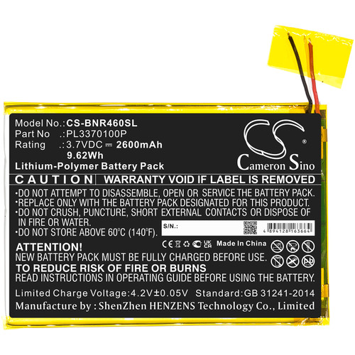 2600 mAh for Barnes & Noble PL3370100P
