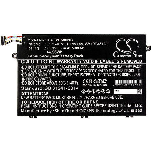 4050 mAh for Lenovo 01AV446,01AV448,L17C3P51,L17M3P51,L17M3P52,L17M3P53,L17M3P54,5B10W13887,5B10W13890,SB10K97607